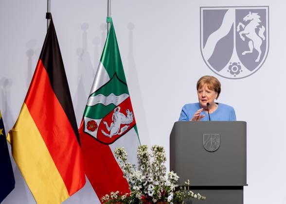 Award State Prize to Angela Merkel Chancellor a D Angela Merkel is honored on Tuesday 16 05 2023 with the State Prize NRW Presented by Christine Lagarde and Prime Minister Hendrik Wüst Cologne North Rhine Westphalia Germany