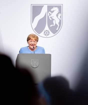 Award State Prize to Angela Merkel Chancellor a D Angela Merkel is honored on Tuesday 16 05 2023 with the State Prize NRW Presented by Christine Lagarde and Prime Minister Hendrik Wüst Cologne North Rhine Westphalia Germany
