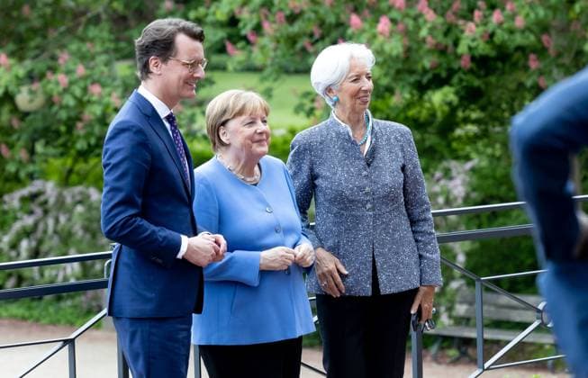 Award State Prize to Angela Merkel Chancellor a D Angela Merkel is honored on Tuesday 16 05 2023 with the State Prize NRW Presented by Christine Lagarde and Prime Minister Hendrik Wüst Cologne North Rhine Westphalia Germany