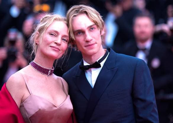 The Jeanne du Barry Film Premiere at the 76th Edition of the Cannes Film Festival Uma Thurman and her son, Levon Roan Thurman-Hawke, attend the opening gala night and red carpet event of the movie Jeanne du Barry , during the opening ceremony of the 76th edition of the Cannes Film Festival on May 16 2023, in Cannes, France Cannes Palace of Festivals and Congresses of Cannes Cannes France Copyright: xAlexandraxFechetex _ADR6857
