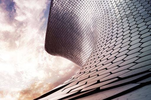 A beautiful shot of a Soumaya Museum building in Mexico City against a cloudy sky *** einer Schönes erschossen des einer Soumaya Museums Gebäude ÊIn Mexiko Stadt gegen einer wolkig Himmel 6661049