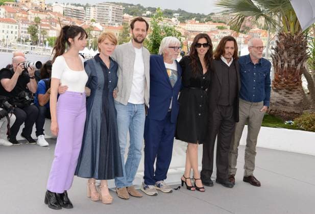 May 17, 2023, CANNES, France: CANNES, FRANCE - MAY 17: Suzane De Baecque, India Hair, Benjamin Lavernhe, Pierre Richard, Maïwenn, Johnny Depp and Pascal Greggory attend the Jeanne du Barry photocall at the 76th annual Cannes film festival at Palais des Festivals on May 17, 2023 in Cannes, France. CANNES France - ZUMAi09_ 20230517_zaf_i09_017 Copyright: xFrederickxInjimbertx