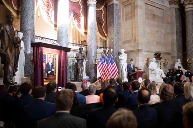 Former Speaker Paul Ryan, R-WI, speaks during his portrait unveiling ceremony in Statuary Hall at the U.S. Capitol in Washington, DC on Wednesday, May 17, 2023.  WAP20230517373 BONNIExCASH