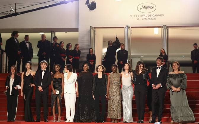 May 17, 2023, Cannes, Cote d Azur, France: Homecoming cast and crew with CEDRIC APPIETTO, VIRGINIE LEDOYEN, SUZY BEMBA, LOMANE DE DIETRICH and CATHERINE CORSINI attend the screening of Homecoming during the 76th Annual Cannes Film Festival at Palais des Festivals on May 17, 2023 in Cannes, France Cannes France - ZUMAc179 20230517_zep_c179_190 Copyright: xMickaelxChavetx