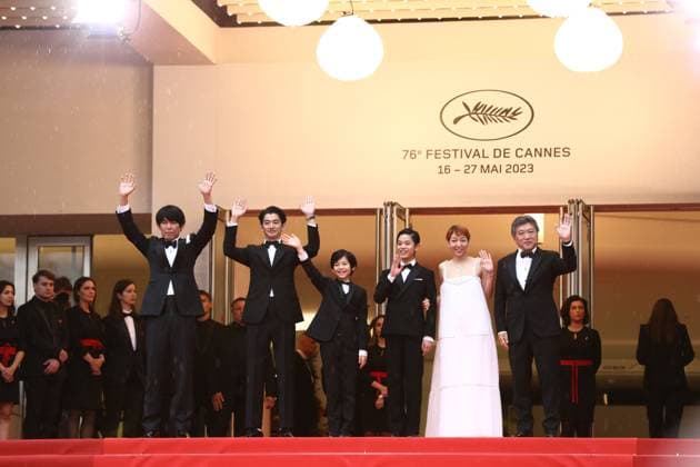 May 17, 2023, Cannes, Cote d Azur, France: Kaibutsu cast and crew including YUJI SAKAMOTO, EITA NAGAYAMA, HINATA HIIRAGI, KUROKAWA SOYA, SAKURA ANDO and Director HIROKAZU KORE-EDA attend the screening of Kaibutsu during the 76th Annual Cannes Film Festival at Palais des Festivals on May 17, 2023 in Cannes, France Cannes France - ZUMAc179 20230517_zep_c179_253 Copyright: xMickaelxChavetx