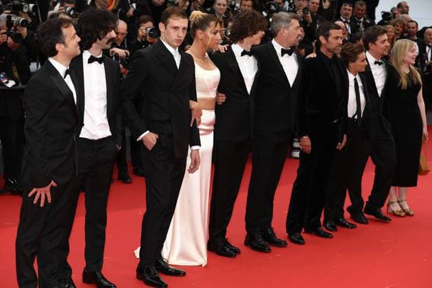 May 17, 2023, Cannes, Cote d Azur, France: Le Regne Animal cast and crew with ROMAIN DURIS, THOMAS CAILLEY, PAUL KIRCHER, TOM MERCIER and BILLIE BLAIN attend the screening of Kaibutsu during the 76th Annual Cannes Film Festival at Palais des Festivals on May 17, 2023 in Cannes, France Cannes France - ZUMAc179 20230517_zep_c179_312 Copyright: xMickaelxChavetx