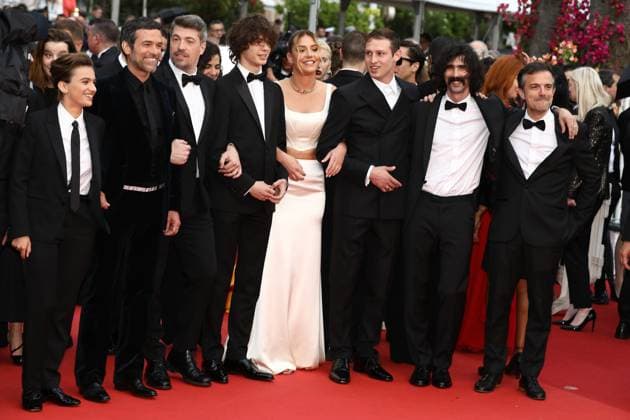 May 17, 2023, Cannes, Cote d Azur, France: Le Regne Animal cast and crew with ROMAIN DURIS, THOMAS CAILLEY, PAUL KIRCHER, TOM MERCIER and BILLIE BLAIN attend the screening of Kaibutsu during the 76th Annual Cannes Film Festival at Palais des Festivals on May 17, 2023 in Cannes, France Cannes France - ZUMAc179 20230517_zep_c179_313 Copyright: xMickaelxChavetx