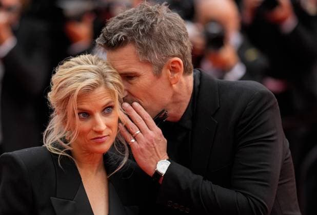 The Kaibutsu (Monster) Movie Premiere at the 76th Edition of the Cannes Film Festival Ethan Hawke and his wife, Ryan Hawke, attend the movie premiere and red carpet event for the movie Kaibutsu (Monster), which is in competition for the Palme d Or, during the 76th edition of the Cannes Film Festival on May 17 2023, in Cannes, France Cannes Palace of Festivals and Congresses of Cannes Cannes France Copyright: xAlexandraxFechetex _ADR9880