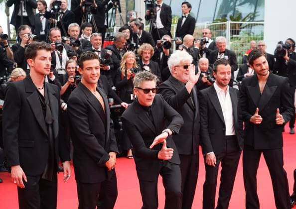 The Kaibutsu (Monster) Movie Premiere at the 76th Edition of the Cannes Film Festival Pedro Almodovar and cast of Strange Way of Life attend the movie premiere and red carpet event for the movie Kaibutsu (Monster), which is in competition for the Palme d Or, during the 76th edition of the Cannes Film Festival on May 17 2023, in Cannes, France Cannes Palace of Festivals and Congresses of Cannes Cannes France Copyright: xAlexandraxFechetex A_F00062