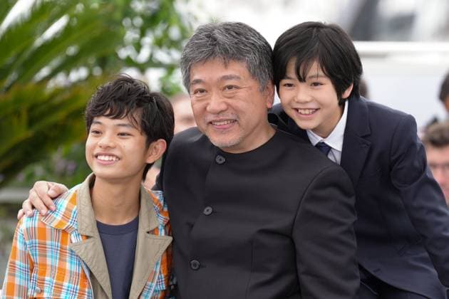 Kurokawa Soya - Hirokazu Kore eda - Hinata Hiiragi CELEBRITES : 76 eme festival de Cannes - Photocall du film Monster - Cannes - 18 05 2023 NorbertScanella Panoramic 