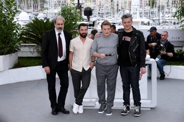 76th Cannes Film Festival 2023, Photocall film Rosalie . Pictured: Benjamin Biolay, Guillaume Gouix, Benoit Magimel, Gustave de Kervern  Copyright: xAlbertoxTerenghi PoolxPhotoxEvenx xPoolxPhotoxEventsx01x IPA_IPA38017384