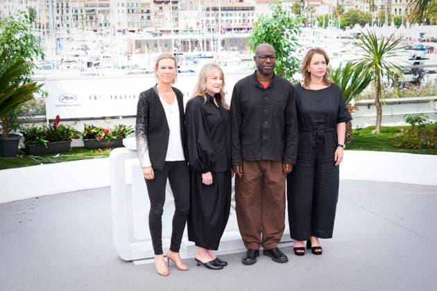 IPP Photo Daniele Cifala™ Cannes 17 05 2023 Occupied City Photocall The 76th Annual Cannes Film Festival in the photo Anna Smith Tenser, Bianca Stigter, director Steve McQueen and Floor Onrust Italy Photo Press World Copyright  0