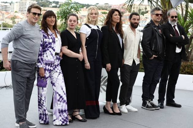May 18, 2023, Cannes, Cote d Azur, France: Rosalie cast and crew members BENOIT MAGIMEL, JULIETTE ARMANET, ANNA BIOLAY, NADIA TERESZKIEWICZ, director STo°PHANIE DI GIUSTO, GUILLAUME GOUIX, BENJAMIN BIOLAY and producer ALAIN ATTAL attend the photocall for Rosalie during the 76th Annual Cannes Film Festival at Palais des Festivals on May 18, 2023 in Cannes, France Cannes France - ZUMAc179 20230518_zep_c179_080 Copyright: xMickaelxChavetx