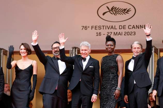 Phoebe Waller Bridge, James Mangold, Harrison Ford, Shaunette Renee Wilson and Mads Mikkelsen at the premiere of the motion picture Indiana Jones and the Dial of Destiny Indiana Jones and the Wheel of Destiny at the Festival de Cannes 2023 76 Cannes International Film Festival at the Palais des Festivals Cannes, 18 05 2023. Foto:xS.xGabschx xFuturexImage