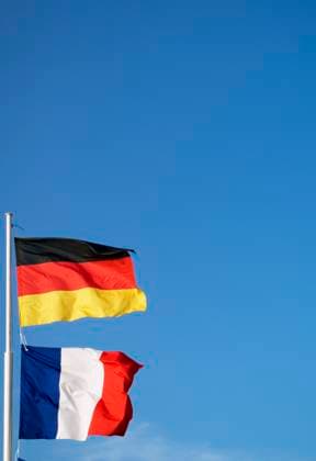 Flags of Germany and France nation on the blue sky Copyright: xjonxborx xDesignxPicsx , 31227855 Copyright: jonxborx xDesignxPics 31227855
