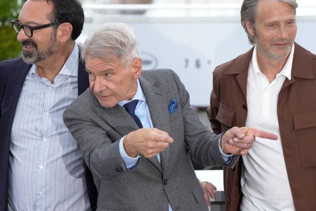 Harrison Ford CELEBRITES : 76 eme festival de Cannes - Photocall du film Indiana Jones et le Cadran de la DestinÃ e - Cannes - 19 05 2023 NorbertScanella Panoramic 