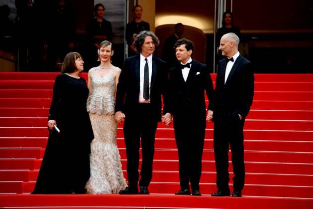 76th Cannes Film Festival 2023, evening 4 - red carpet of the film The Zone Of Interest . In the photo Ewa Puszczynska, Christian Friedel, Director Jonathan Glazer, Sandra Hüller and Producer James Wilson  Copyright: xSimonexComix xipa-agency.netx xPoolxPhotoxEventsx01x IPA_IPA38057535