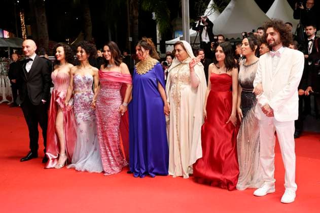 Majd Mastoura, Nour Karoui, Ichraq Matar, Hend Sabri, Kaouther Ben Hania, Olfa Hamrouni, Tayssir Chikhaoui, Nadim Cheikhrouha and Eya Chikhaoui at the premiere of the feature film Les filles d Olfa Four Daughters at the Festival de Cannes 2023 76 Cannes International Film Festival at the Palais des Festivals Cannes, 19 05 2023. Foto:xD.xBedrosianx xFuturexImage