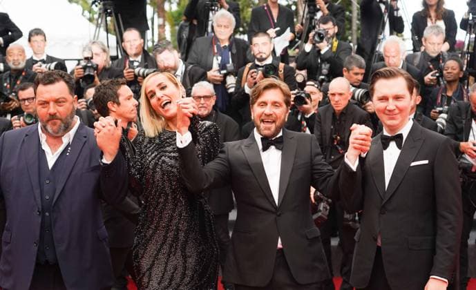 The Zone of Interest Red Carpet Premiere at the 76th Edition of the Cannes Film Festival Cannes Jury President Ruben Östlund and jury members Denis MÃ nochet, Julia Ducournau, and Paul Dano attend the movie screening and red carpet event of The Zone of Interest , during the 76th edition of the Cannes Film Festival on May 19 2023, in Cannes, France Cannes Palace of Festivals and Congress Cannes France Copyright: xAlexandraxFechetex A_F00576