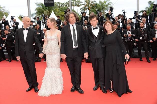 May 19, 2023, CANNES, France: ANNES, FRANCE - MAY 19: (L to R) Producer Ewa Puszczynska, Sandra Hüller, Director Jonathan Glazer, Christian Friedel and Producer James Wilson attend the The Zone Of Interest red carpet during the 76th annual Cannes film festival at Palais des Festivals on May 19, 2023 in Cannes, France. CANNES France - ZUMAi09_ 20230519_zaf_i09_074 Copyright: xFrederickxInjimbertx