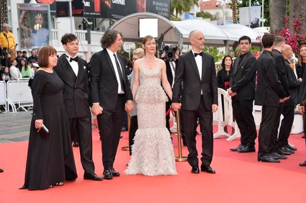 Ewa Puszczynska, Christian Friedel, Jonathan Glazer, Sandra Hueller and James Wilson at THE ZONE OF INTEREST Premiere 76 Cannes Film Festival 19 05 2023