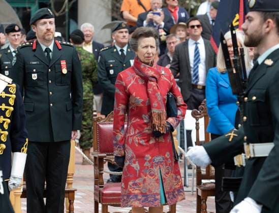 May 20, 2023, Moncton, NB, CANADA: Princess Anne (right) and Colonel Gregory Kennedy Command, 37 Canadian Brigade Group watch the march past during the 8th Canadian Hussars Exercise of the Freedom of the City of Moncton Parade on Saturday May 20, 2023. Moncton CANADA  - ZUMAc35_ 20230520_zaf_c35_057 Copyright: xRonxWardx