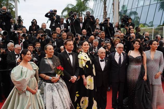The Killers of the Flower Moon Red Carpet Premiere at the 76th Edition of the Cannes Film Festival Director Martin Scorsese, Leonardo DiCaprio, Robert De Niro, and the rest of the cast, attend the movie screening and red carpet event for Killers of the Flower Moon , directed by Martin Scorsese, during the 76th edition of the Cannes Film Festival on May 20 2023, in Cannes, France Cannes Palace of Festivals and Congresses of Cannes Cannes France Copyright: xAlexandraxFechetex ImagoImages_EuroQualif_Rom-v-Bel-AF338
