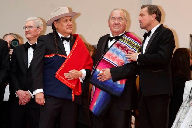 Tim Cook, Yancey Red Corn, Chief Standing Bear and Leonardo DiCaprio at the premiere of the motion picture Killers of the Flower Moon at the Festival de Cannes 2023 76 Cannes International Film Festival at the Palais des Festivals Cannes, 20 05 2023. Foto:xD.xBedrosianx xFuturexImage