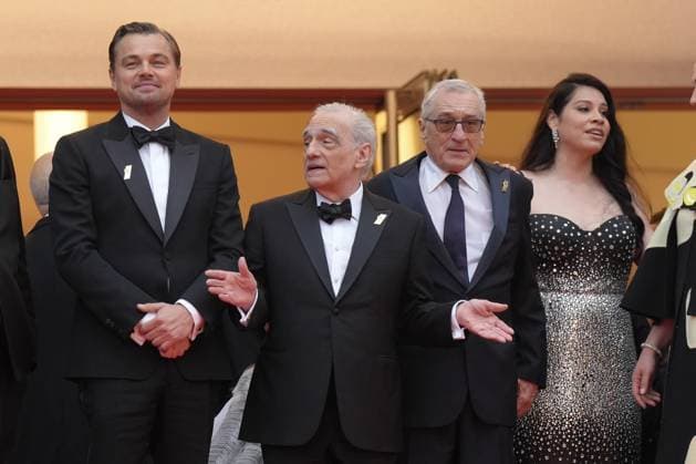 Leonardo DiCaprio - Martin Scorsese - Robert De Niro - Cara Jade Myers CELEBRITES : 76 eme festival de Cannes - Red Carpet du film Â« Killers Of The Flower Moon Â» - Cannes - 20 05 2023 NorbertScanella Panoramic 