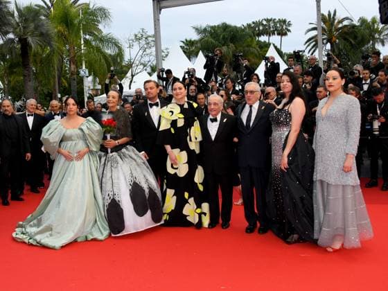 76th Cannes Film Festival 2023, evening 5 - red carpet of the film Killers Of The Flower Moon. Pictured: cast. Jillian Dio, Tantoo Cardinal, Leonardo DiCaprio, Lily Gladstone, Director Martin Scorsese, Robert De Niro and Cara Jade Myers  Copyright: xSimonexComix xipa-agency.netx xPoolxPhotoxEventsx01x IPA_IPA38084329