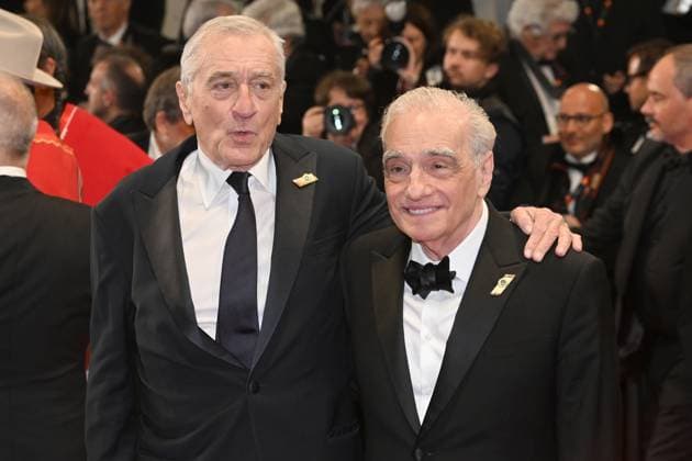 Robert De Niro and Martin Scorsese leave the screening of Killers Of The Flower Moon during the 76th Cannes Film Festival at Palais des Festivals in Cannes, France. MAY 20th 2023  RHDx23147