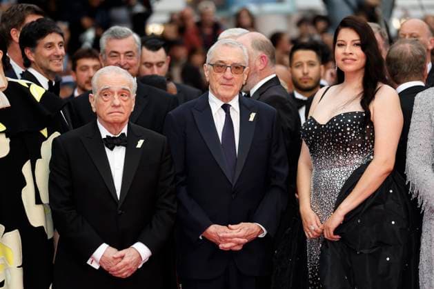May 20, 2023: Jesse Plemons, Leonardo DiCaprio, Tantoo Cardinal, Martin Scorsese, Robert De Niro, Cara Jade Myers and Jillian Dion attend the Killers of the Flower Moon premiere during the 76th Cannes Film Festival at Palais des Festivals in Cannes, France, on 20 May 2023. Photo: - ZUMAm179 20230520_zep_m179_042 Copyright: xAlecxMichaelx