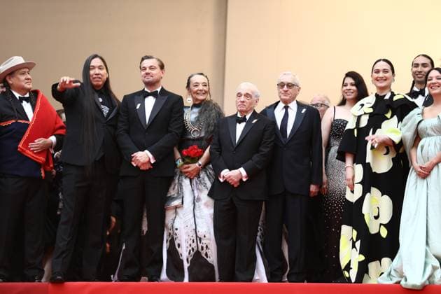 May 20, 2023, Cannes, Cote d Azur, France: Cast and crew member including LEONARDO DI CAPRIO, director MARTIN SCORSESE, ROBERT DE NIRO and LILY GLADSTONE attend the screening of Killers of the Flower Moon during the 76th Annual Cannes Film Festival at Palais des Festivals on May 20, 2023 in Cannes, France Cannes France - ZUMAc179 20230520_zep_c179_380 Copyright: xMickaelxChavetx