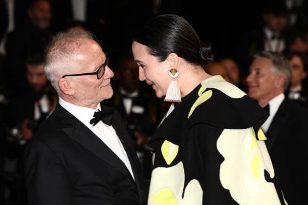 May 20, 2023, Cannes, Cote d Azur, France: THIERRY FREMAUX and LILY GLADSTONE attend the screening of Killers of the Flower Moon during the 76th Annual Cannes Film Festival at Palais des Festivals on May 20, 2023 in Cannes, France Cannes France - ZUMAc179 20230520_zep_c179_404 Copyright: xMickaelxChavetx