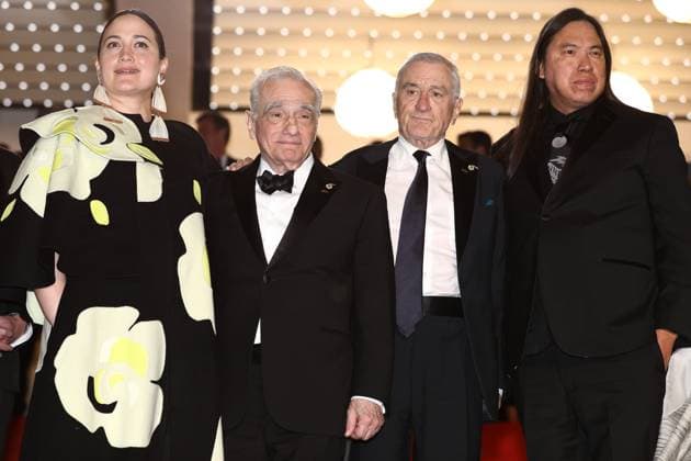 May 20, 2023, Cannes, Cote d Azur, France: American film director MARTIN SCORSESE, legendary actor ROBERT DE NIRO and actress LILY GLADSTONE attend the screening of Killers of the Flower Moon during the 76th Annual Cannes Film Festival at Palais des Festivals on May 20, 2023 in Cannes, France Cannes France - ZUMAc179 20230520_zep_c179_449 Copyright: xMickaelxChavetx