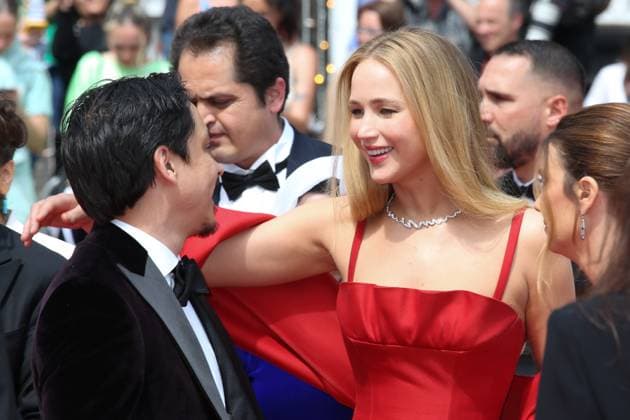 76e Festival International du Film de Cannes. MontÃ e des marches du film Anatomie d une chute . 76th Cannes Film Festival. Red carpet of the film Anatomie d une chute . Jennifer Lawrence. 292310 2023-05-21 Cannes France  Copyright: xIsabellexVautierx xStarfacex STAR_292310_008