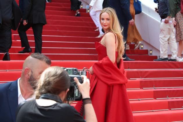 76e Festival International du Film de Cannes. MontÃ e des marches du film Anatomie d une chute . 76th Cannes Film Festival. Red carpet of the film Anatomie d une chute . Jennifer Lawrence. 292310 2023-05-21 Cannes France  Copyright: xIsabellexVautierx xStarfacex STAR_292310_028