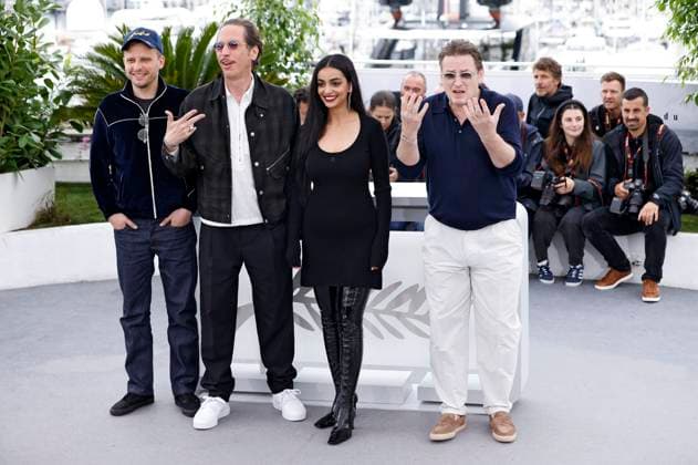 Elias Belkeddar, Reda Kateb, Meriem Amiar and Benoit Magimel at the photocall for the feature film Omar la fraise The King of Algiers at the Festival de Cannes 2023 76 Cannes International Film Festival at the Palais des Festivals Cannes, 21 05 2023. Foto:xS.xGabschx xFuturexImage