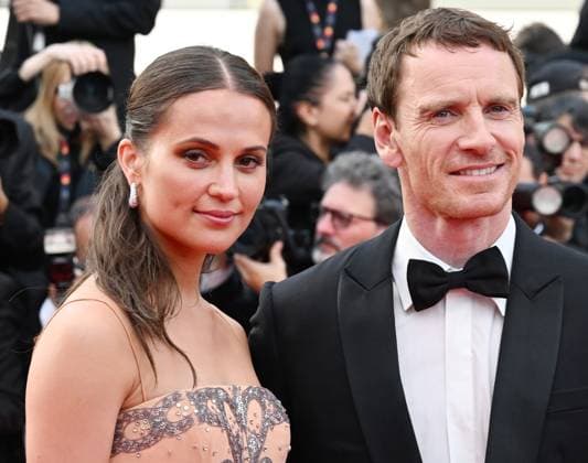 Swedish actress Alicia Vikander and Irish actor Michael Fassbender attend the premiere of Firebrand at the 76th Cannes Film Festival at Palais des Festivals in Cannes, France on Sunday, May 21, 2023.  CAN20230521180 RUNExHELLESTAD