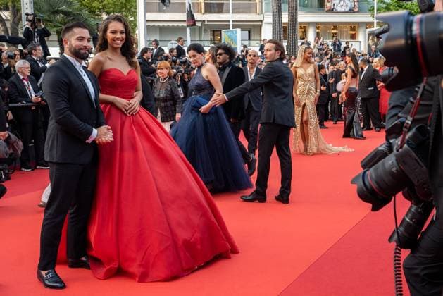 Internationale Filmfestspiele von Cannes, Firebrand Premiere 76e Festival International du Film de Cannes. MontÃ e des marches du film Le jeu de la reine . 76th International Cannes Film Festival 292340 2023-05-21 Cannes France Girac, Kendji; Ampiot, Indira ( Miss France 2023 )  Copyright: xEstellexCarlierx xStarfacex STAR_292340_087
