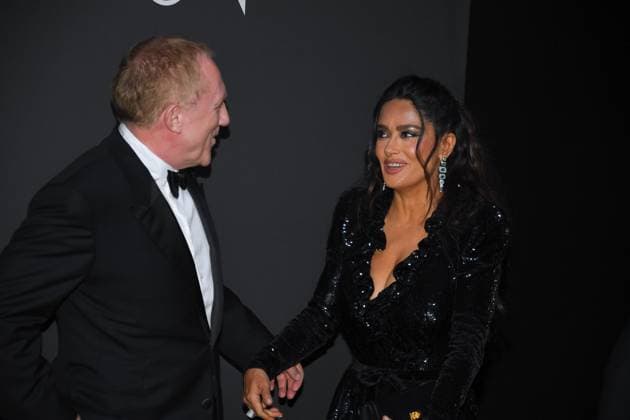 Francois Henri Pinault and Salma Hayek - 2023 Kering Women in Motion Award during the 76th annual Cannes film festival in Cannes, France. CELEBRITES : 76eme festival international de Cannes - Tapis rouge - Cannes - 21 05 2023 LionelUrman Panoramic 