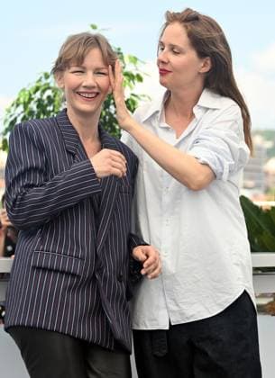 French director Justine Triet and German actress Sandra Huller attend a photo call for Anatomy Of a Fall at the 76th Cannes Film Festival at Palais des Festivals in Cannes, France on Monday, May 22, 2023.  CAN20230522127 RUNExHELLESTAD