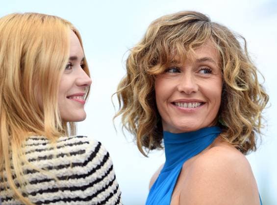 French actresses Stacy Martin and Cecile de France attend a photo call for Bonnard, Pierre And Marthe at the 76th Cannes Film Festival at Palais des Festivals in Cannes, France on Monday, May 22, 2023.  CAN20230522146 RUNExHELLESTAD