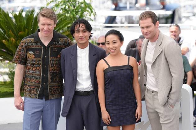 Sam Spruell - Camilo Arancibia - Mishell Guana - Mark Stanley CELEBRITES : 76 eme festival de Cannes - Photocall du film Â« Los Colonos (The Settlers) Â» - Cannes - 22 05 2023 NorbertScanella Panoramic 
