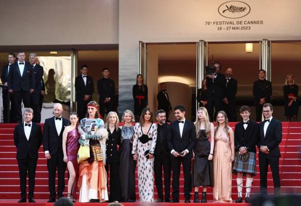 May 22, 2023, Cannes, Cote d Azur, France: Producer Phillipe Bober, Lukas Turtur, Ksenia Devriendt, Luke Barker, Mia Wasikowska, Mathieu Demy, Elsa Zylberstein, Director Jessica Hausner, Amir El-Masry, Florence Baker, Gwen Currant, Samuel D Anderson, Geraldine Bajard and Producer Johannes Schubert attend the screening of Club Zero during the 76th Annual Cannes Film Festival at Palais des Festivals on May 22, 2023 in Cannes, France Cannes France - ZUMAc179 20230522_zep_c179_152 Copyright: xMickaelxChavetx