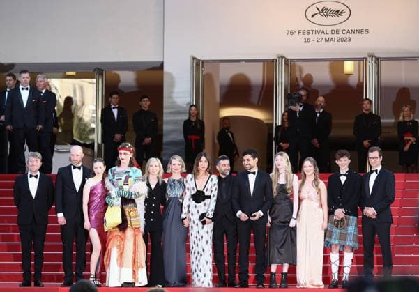 May 22, 2023, Cannes, Cote d Azur, France: Producer Phillipe Bober, Lukas Turtur, Ksenia Devriendt, Luke Barker, Mia Wasikowska, Mathieu Demy, Elsa Zylberstein, Director Jessica Hausner, Amir El-Masry, Florence Baker, Gwen Currant, Samuel D Anderson, Geraldine Bajard and Producer Johannes Schubert attend the screening of Club Zero during the 76th Annual Cannes Film Festival at Palais des Festivals on May 22, 2023 in Cannes, France Cannes France - ZUMAc179 20230522_zep_c179_151 Copyright: xMickaelxChavetx