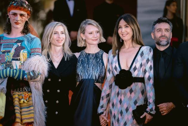 76e Festival International du Film de Cannes. MontÃ e des marches du film Club Zero . 76th International Cannes Film festival. Red crapet of Club Zero movie. 292407 2023-05-22 Cannes France Hausner, Jessica; Zylberstein, Elsa; Plissetskaia, Maia; Demy, Mathieu; Wasikowska, Mia  Copyright: xTerencexBaelenx STAR_292407_051