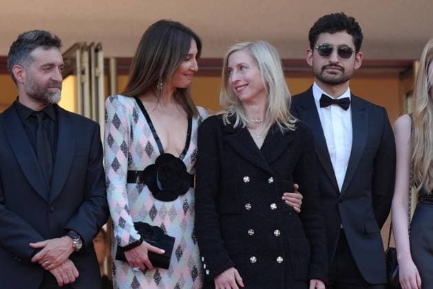 Mathieu Demy - Elsa Zylberstein - Jessica Hausner - Amir El-Masry CELEBRITES : 76 eme festival de Cannes - Red Carpet du film Â« Club Zero Â» - Cannes - 22 05 2023 NorbertScanella Panoramic 