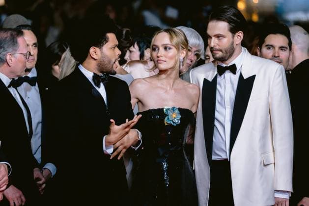 76eme Festival International du Film de Cannes. Montee des marches de The Idol. 76th International Cannes Film Festival. red Carpet of The Idol. 292423 2023-05-22 Alpes-Maritimes Cannes France Tesfaye, Abel ( The Weeknd ); Depp-Paradis, Lily Rose; Levinson, Sam  Copyright: xTerencexBaelenx STAR_292423_018