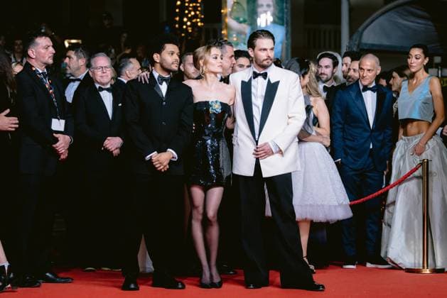 76eme Festival International du Film de Cannes. Montee des marches de The Idol. 76th International Cannes Film Festival. red Carpet of The Idol. 292423 2023-05-22 Alpes-Maritimes Cannes France Tesfaye, Abel ( The Weeknd ); Depp-Paradis, Lily Rose; Levinson, Sam  Copyright: xTerencexBaelenx STAR_292423_023